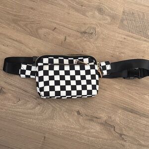 Checkered Black and White Belt Bag